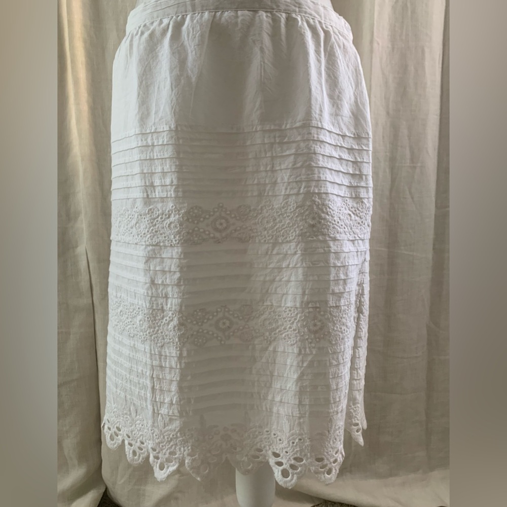 Gretchen Scott White Eyelet Cotton Skirt Size Small